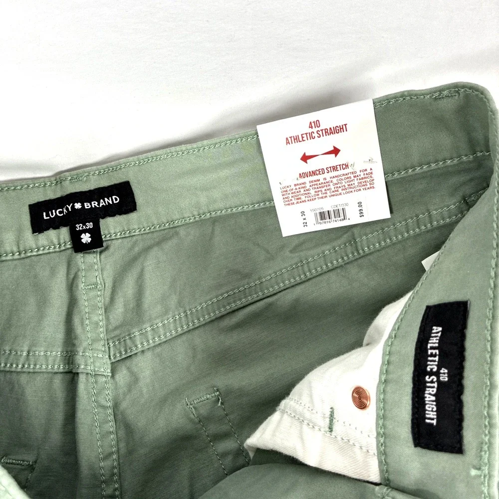 NWT Lucky Brand Men's 410 Athletic Straight Pants Desert Sage Size 32x30 Green